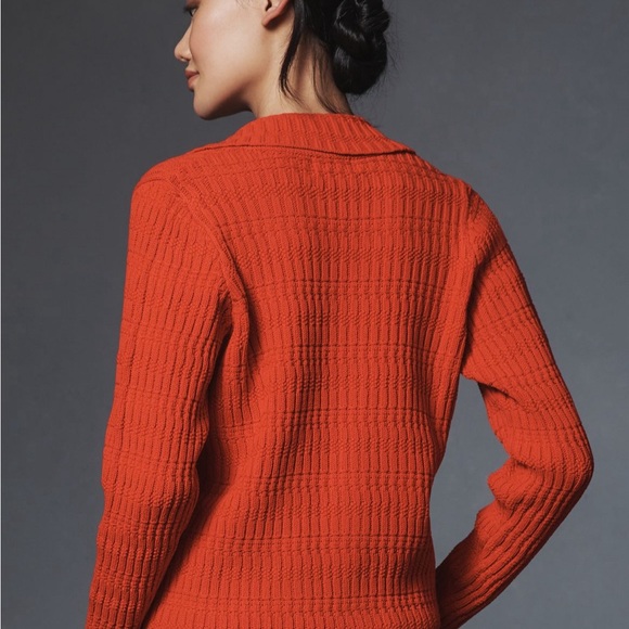 RED POLO CARDIGAN SWEATER. SIZE LARGE - Picture 5 of 6